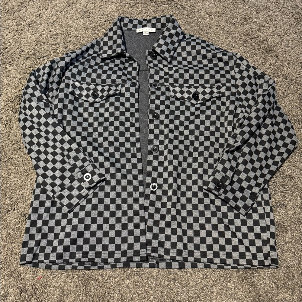 HYFVE Monochrome Checkered Shirt Jacket